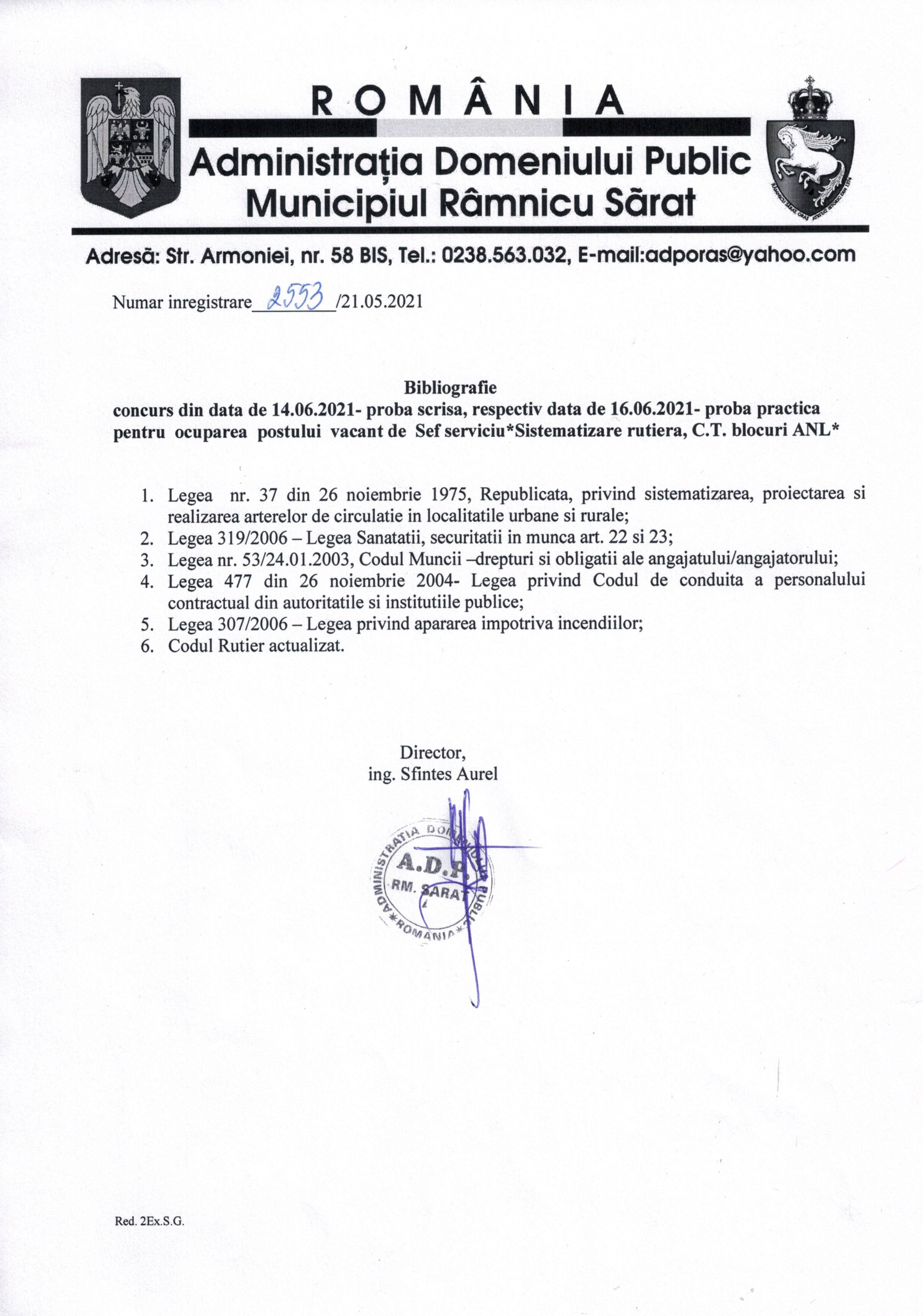 Bibliografie Sef serviciu sistematizare rutiera